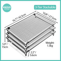 3 Tier Stackable or Single Layer Steel Cooling Rack Non-Stick Holding Tray Cooler for Baking Pastry Cookies Bread Cupcakes Muffins