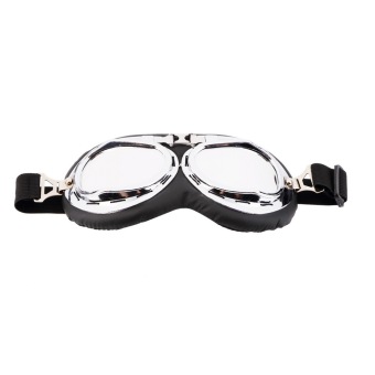 Silver Anti-UV Safety Motorcycle Scooter Pilot Goggles Helmet Glasses Motocross