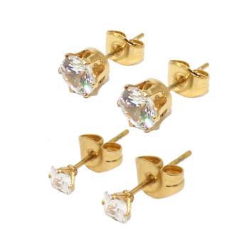 Product Review Crystal Tiny Or Large Diamond Stone Stud Earrings Stainless Steel Cubic Zirkonia Stones Stud Earrings Set Of 2