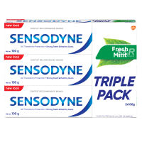 Sensodyne Fresh Mint Toothpaste for Sensitive Teeth Triple Pack 3 x 100 g