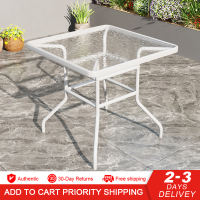 Coospro Versatile Glass-Top Portable Outdoor Tables with Sturdy Iron Frame for Courtyard Balcony & Casual Entertaining