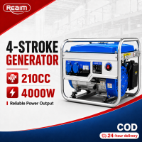REAIM 4kW 220V 4-Stroke Air-Cooled Gasoline Generator Heavy Duty All-Copper Motor Silent Portable for Home Backup Outdoor Construction Shop Emergency Power Supply
