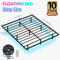 Suspended Iron Bed Frame With Smart RGB Light Assemble Metal Bed Frame Single/Double/Queen/King Easy assembly