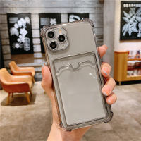 Silicone Photo Card Holder Clear Wallet Phone Casing for iPhone 16 17 Air 15 XR 14 13 12 11 Pro XS Max X 7 8 Plus SE 2020 Soft Transparent TPU Card Slots Fashion Card Bag Protective Back Cover