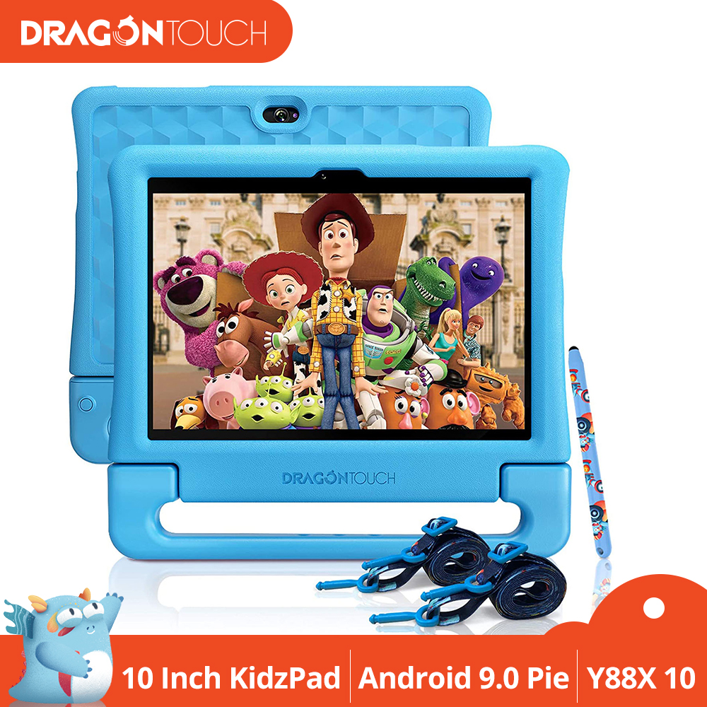 Dragon Touch KidzPad Y88X 10 Kids Tablets - Installed Audio Books, 2GB RAM 32GB ROM, Quad-Core Processor, 10.1 IPS HD Display, Micro HDMI, for Android 9.0 Pie, 5G WiFi, HDMI Port, Straps and Stylus dragon touch