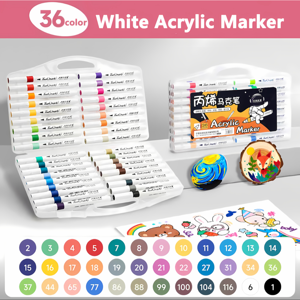Brush-Tip Acrylic Marker Pen Set Colored Pens Coloring Pen Highlighter Pen Color Marker Set Art Supplies DIY Painting Coloring Materials Set
