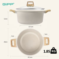 GIPP Non Stick Soup Pot Induction Cooker Pot Granite Pot Saucepan 24/28cm With Lid No PFAS& PTFE& PFOA Suitable For All Stove