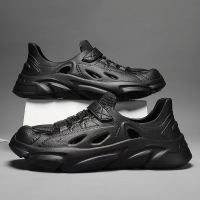 Rubber Shoes For Men Summer Outerwear Lace-up Hole Shoes Anti-Slip Breathable Rubber Clogs