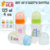 Phoenix Hub 4oz Baby Feeding Bottles Set of 3 125ml