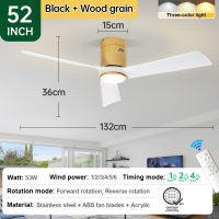 Gogeous ceiling fan with light modern design 42/48 inch black ceiling fan with lights and remote wood grain 3 blades fan light big size dc motor tricolor dimming 6 speed wind ceiling fan with light for office meeting room library dining room living room