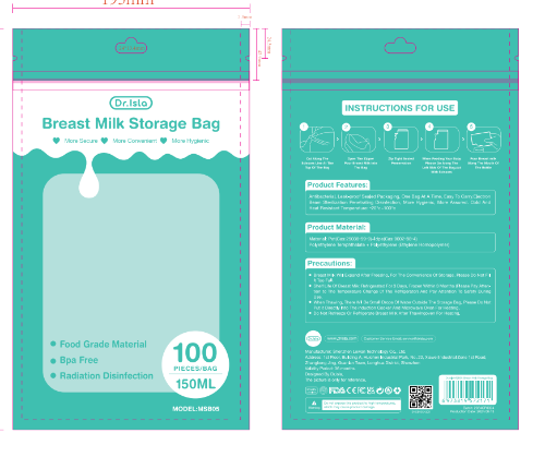 Dr. Isla MSB05 Breast Milk Storage Bags 10PCS Zip Lock Version 150mL 360 Irradiation Beverage Storage Bag