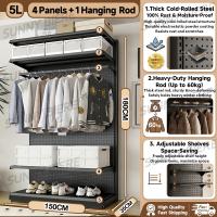 SUNNY Metal Coat Rack With Pegboard Stand Movable Storage Rack Display Rack With Hooks For Tools Goods