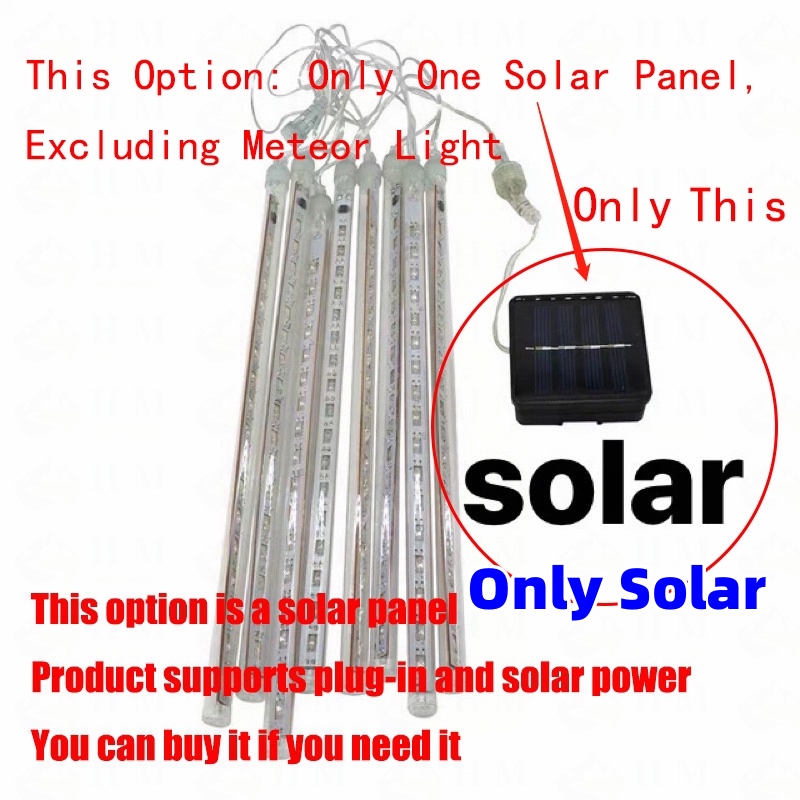 【Local shipment】Solar/Plug in LED Meteor Shower Rain Lights Tube Lamp Icicle Fairy String Lights for Outdoor Waterproof Garden Home Curtains Christmas Party Decoration