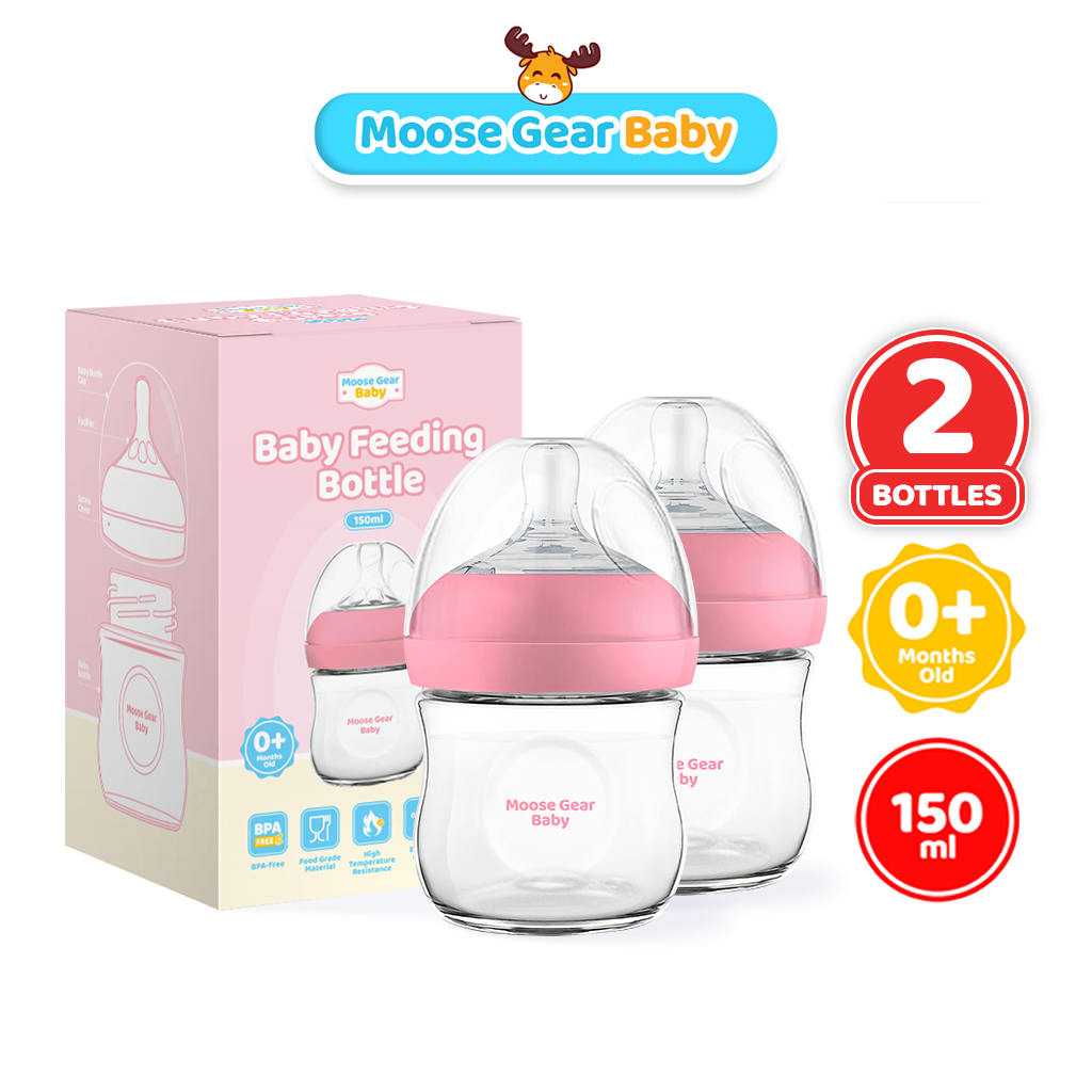 Moose Gear Baby Bottle 150ml 2pcs Pink Anti Colic Feeding Bottle Baby Infants Newborns