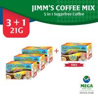 Jimms Coffee Mix  5 in 1 Sugarfree Coffee 21g by 20s - Bundles of 3s + 1