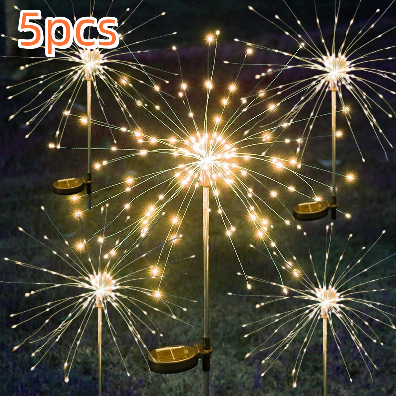 INXX Fireworks Lamp Solar Garden Light Outdoor Waterproof Copper Wire Lights for Fowerbed Garden Home Tree Flower Xmas for Garden Home Christmas Party Decor