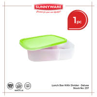 1pc Lunch Box with Divider - De Luxe - assorted blue green pink red yellow violet orange Lunch Box with Divider [ Sunnyware 257 ]