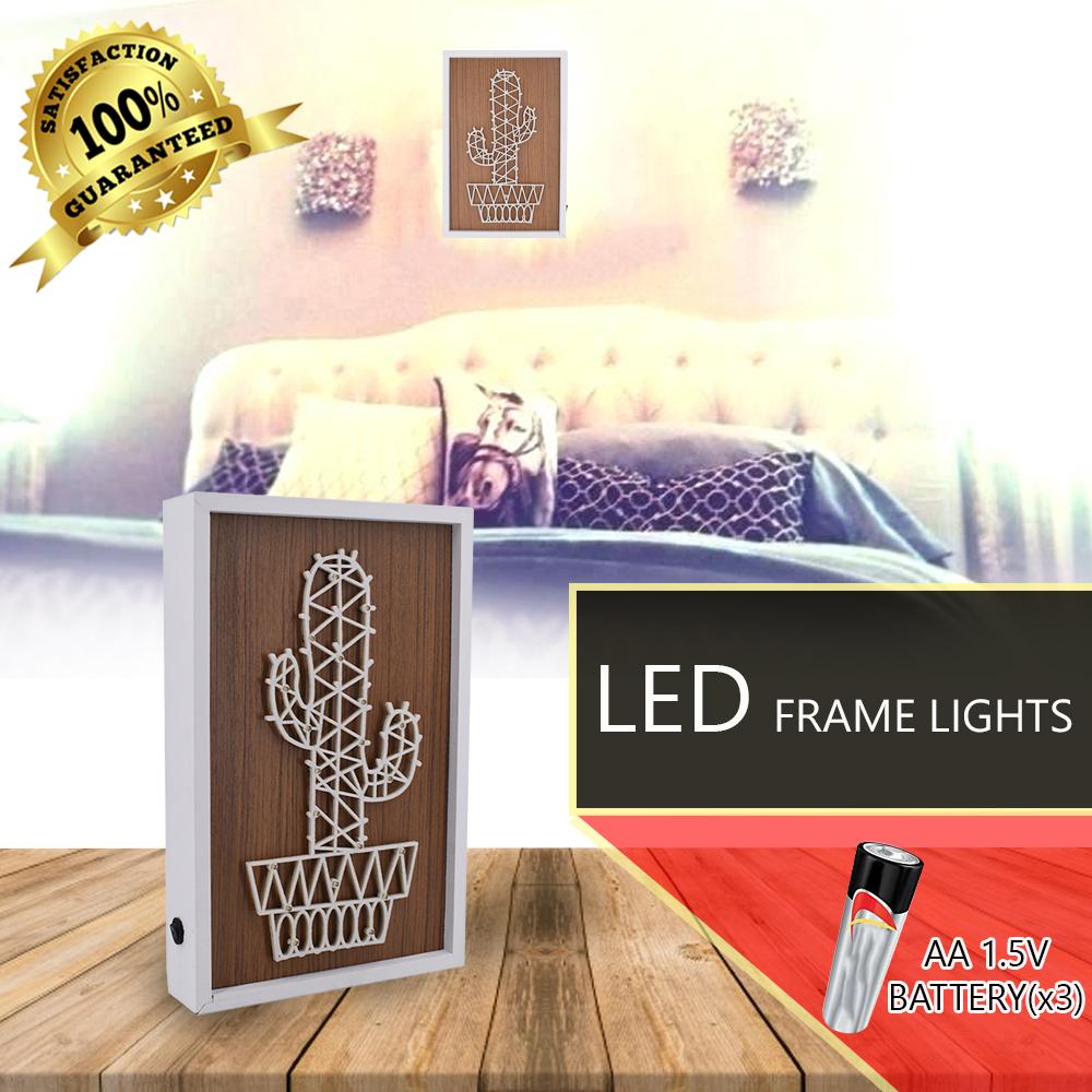 Hunter House LED Photo Frame Decoration Signs Desktop Decorative Night Light Wooden Frame Battery Lamp