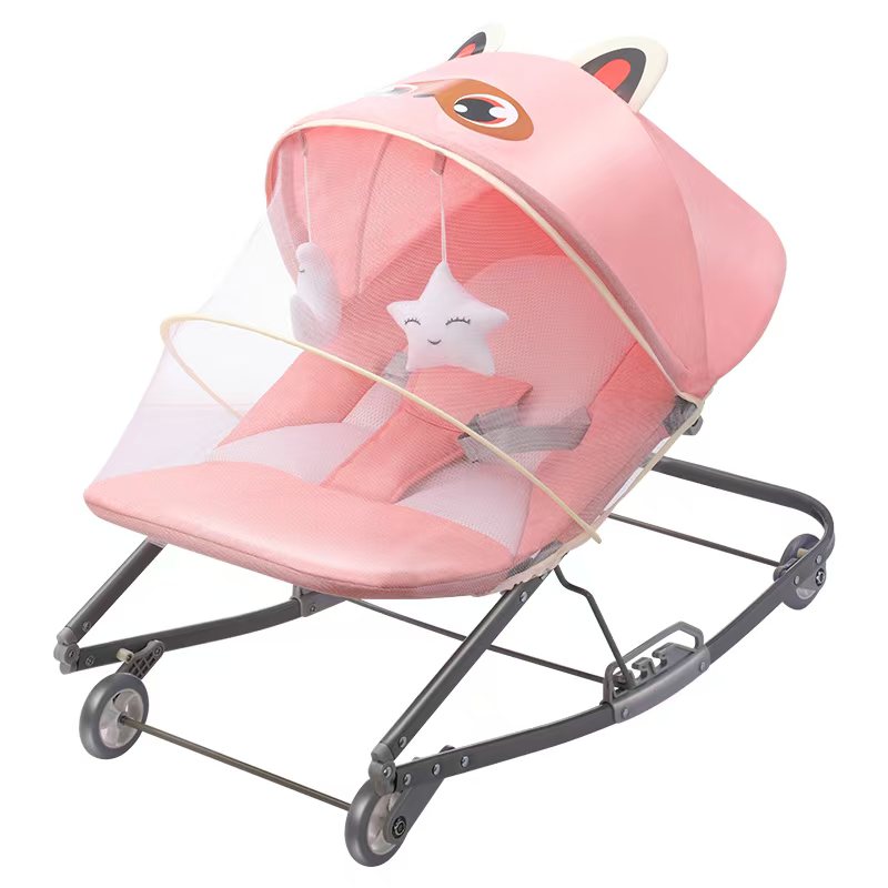 baby rocking chair 0-2 years old can sit lying With mosquito net foldable detachable newborn cradles bassinets