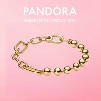 Original Pandora Metal Bead & Link Chain Bracelet Gold-plated