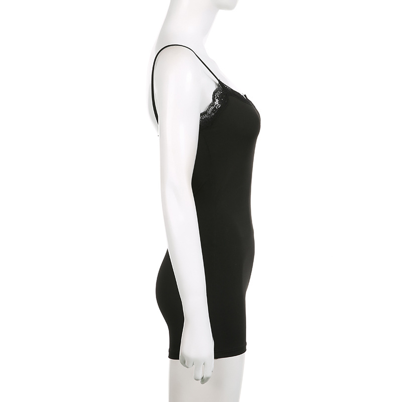 Sexy bodysuit Lace trim bodycon suspender jumpsuit Onesie for women