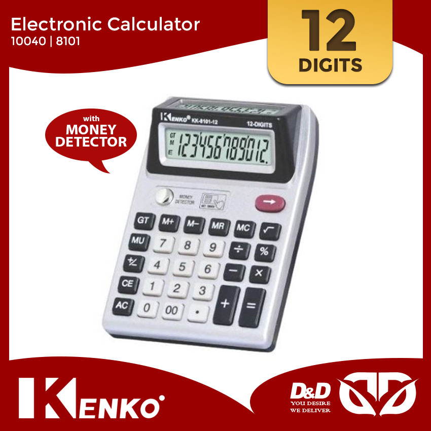 D&D | KENKO 8101 12-Digits Dual Calculator with Dual Display and Money Detector (1 Battery Needed Only!) 10040