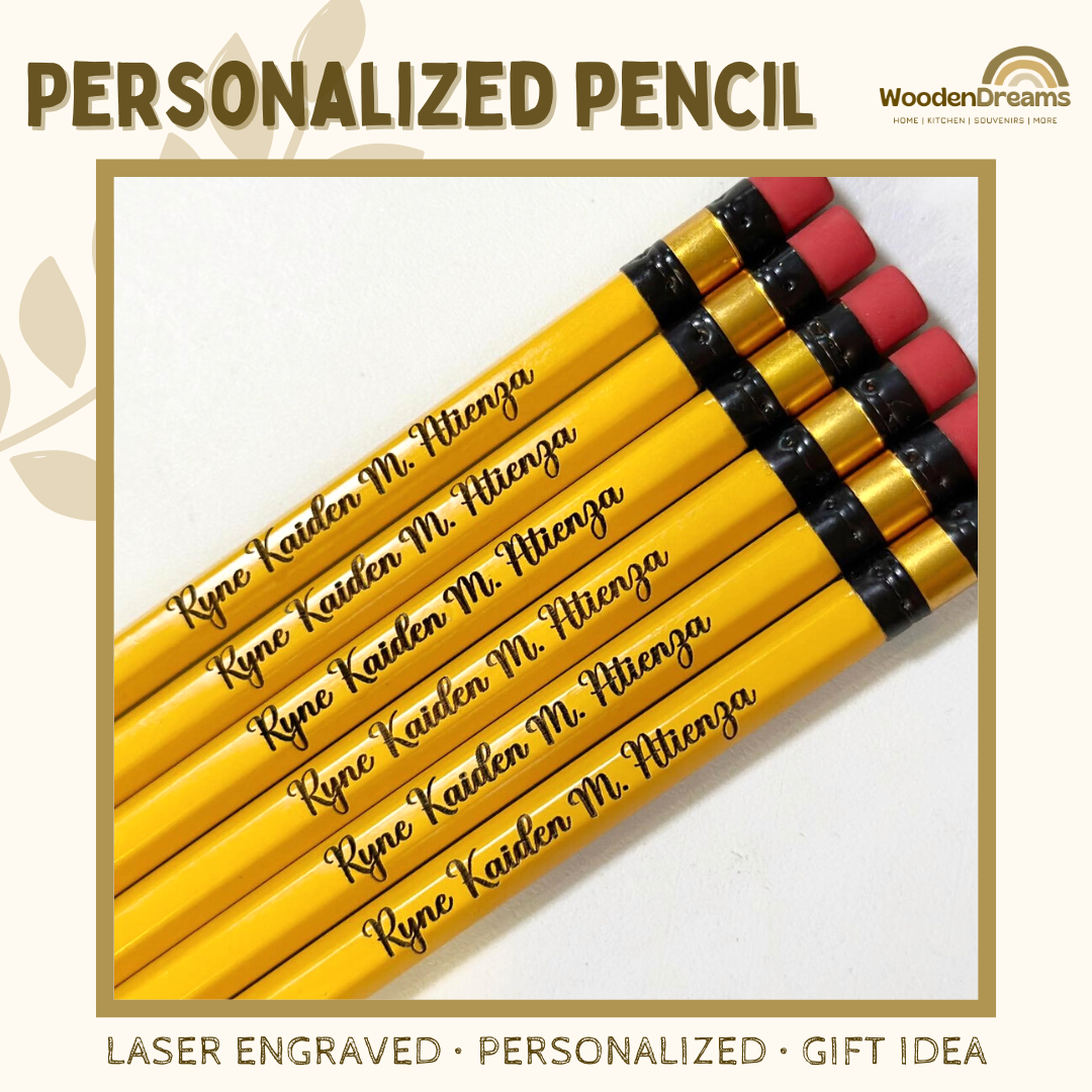 Personalized Mongol Pencil | Custom Name Engraved Wooden Pencil | School Writing Pencil | Back to School Supplies | Student Kids Gift | Laser Engraving | Souvenir Giveaway