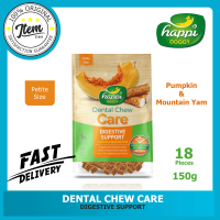 HAPPI DOGGY DENTAL CHEW CARE  DIGESTIVE SUPPORT PUMPKIN AND MOUNTAIN YAN 18 pcs PETITE SIZE