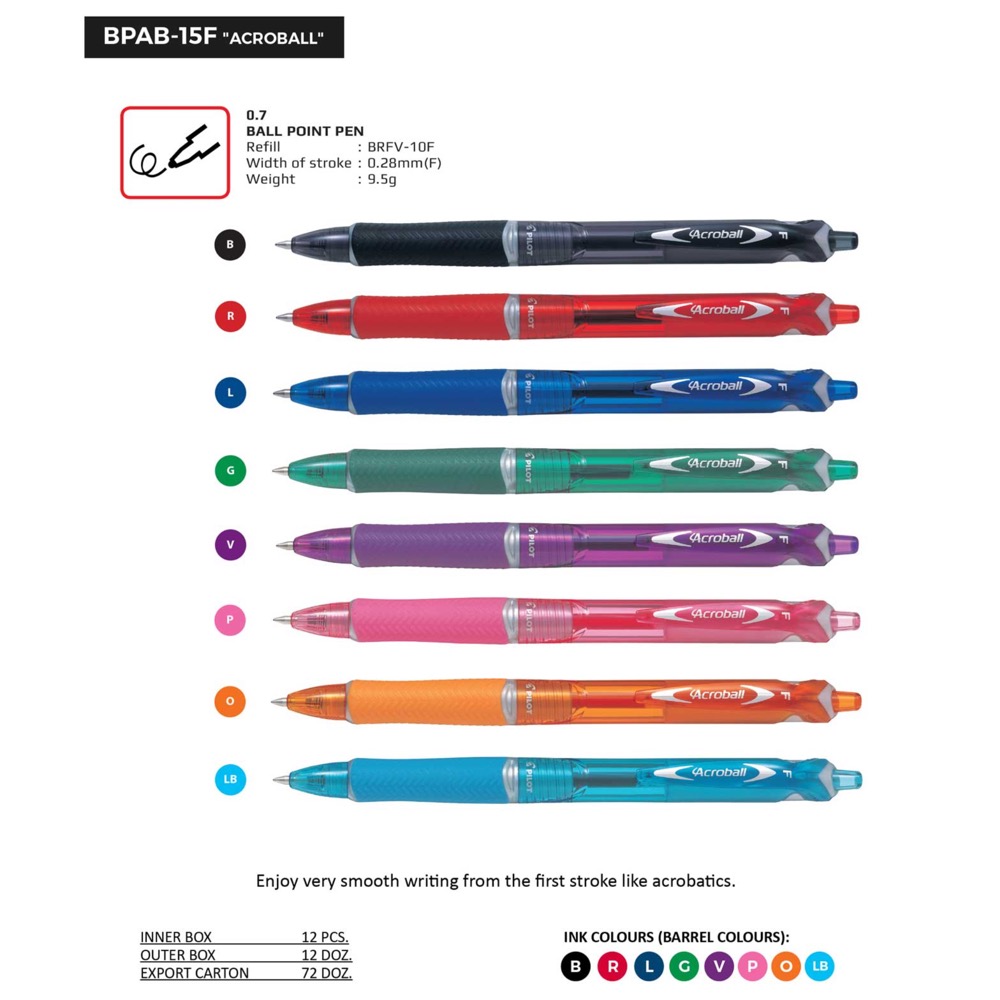 Pilot BPAB-15F Acroball Pen Fine