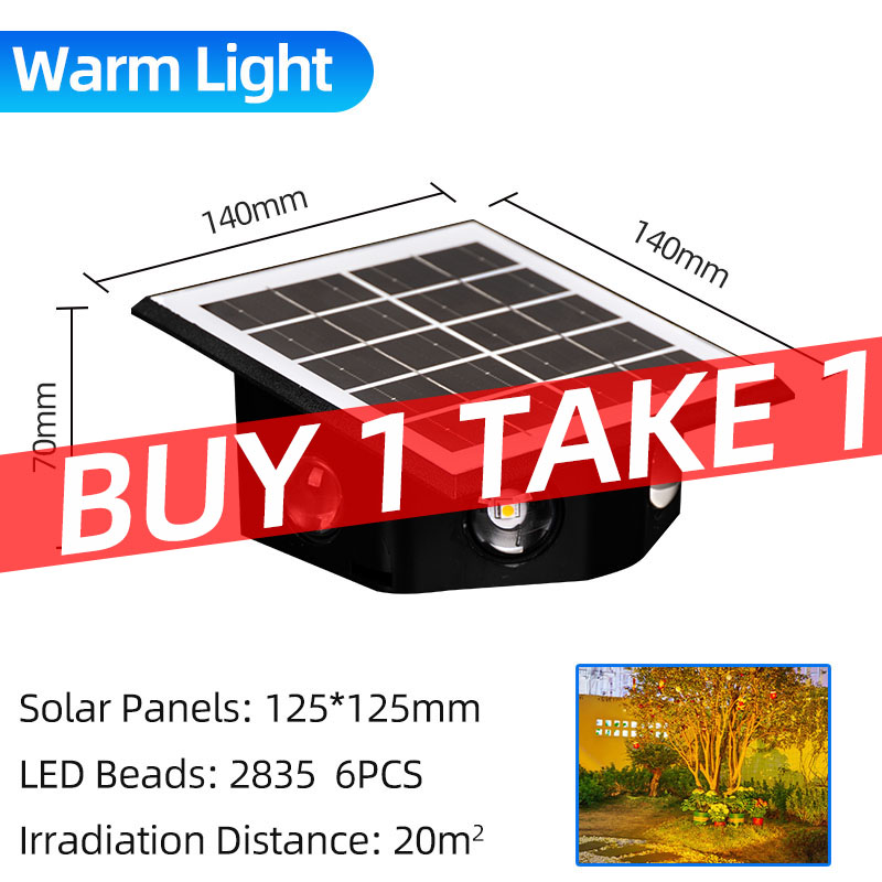KINGSOLAR BUY 1 TAKE 1 Solar outdoor spotlight villa Landscape led wall light IP67 Outdoor waterproof 6 sides Convex mirror solar outdoor spotlight villa Landscape garden wall lamp Decorative lights forcorridors