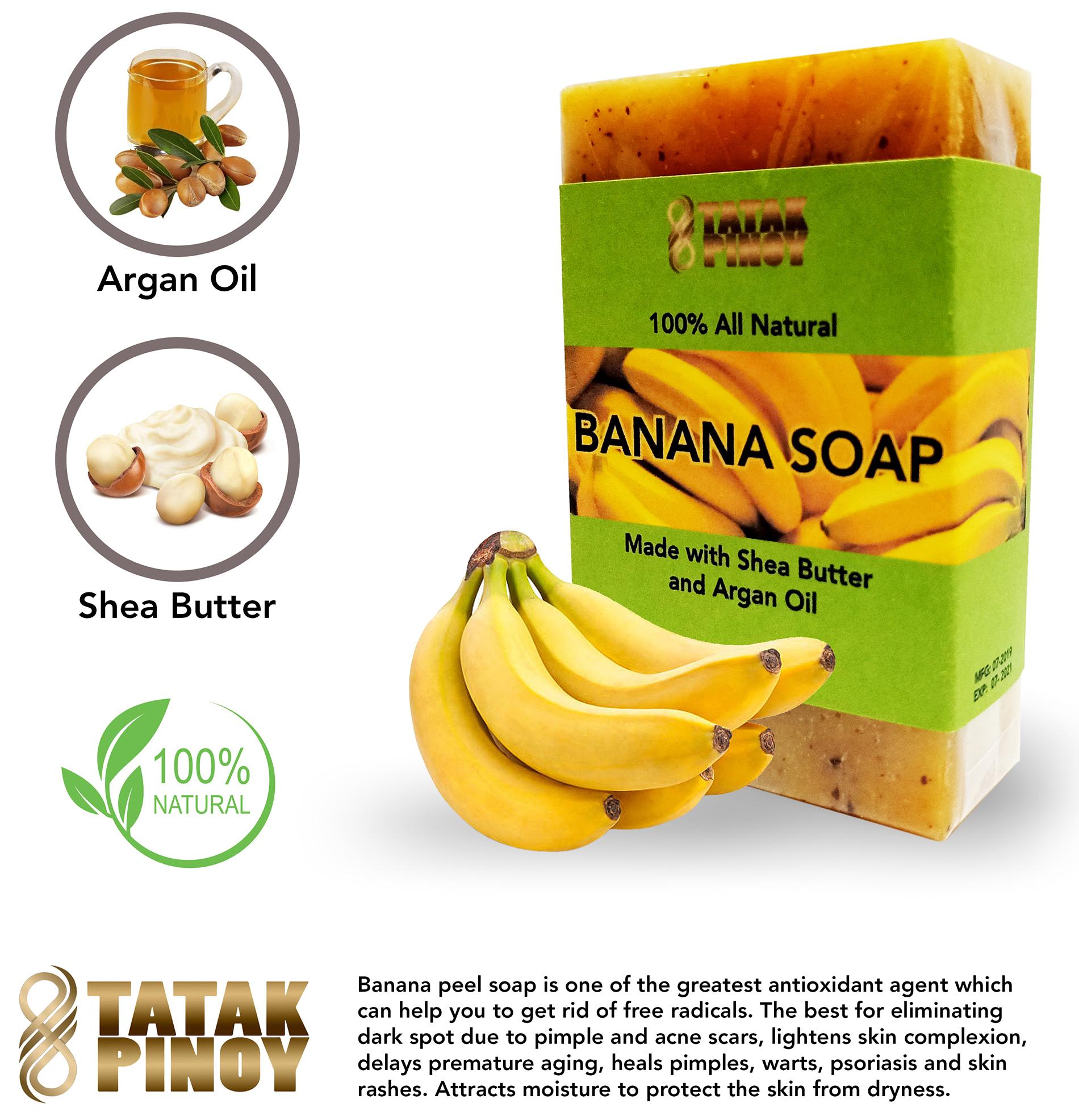 TATAK PINOY 100% All Natural Banana Soap Made with Shea Butter and Argan Oil (109g)