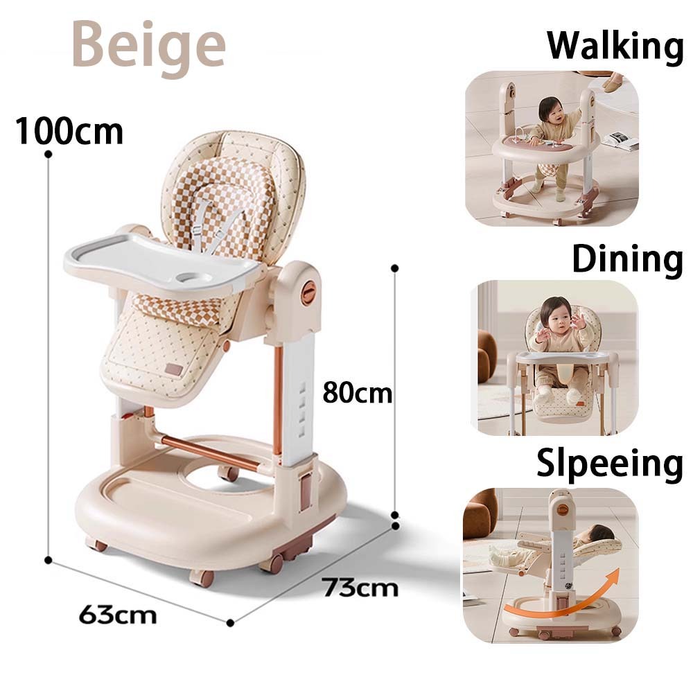 3 in 1 Convertible Baby High Chair Rocking Chair Walker & Dining Seat with Removable Food Tray