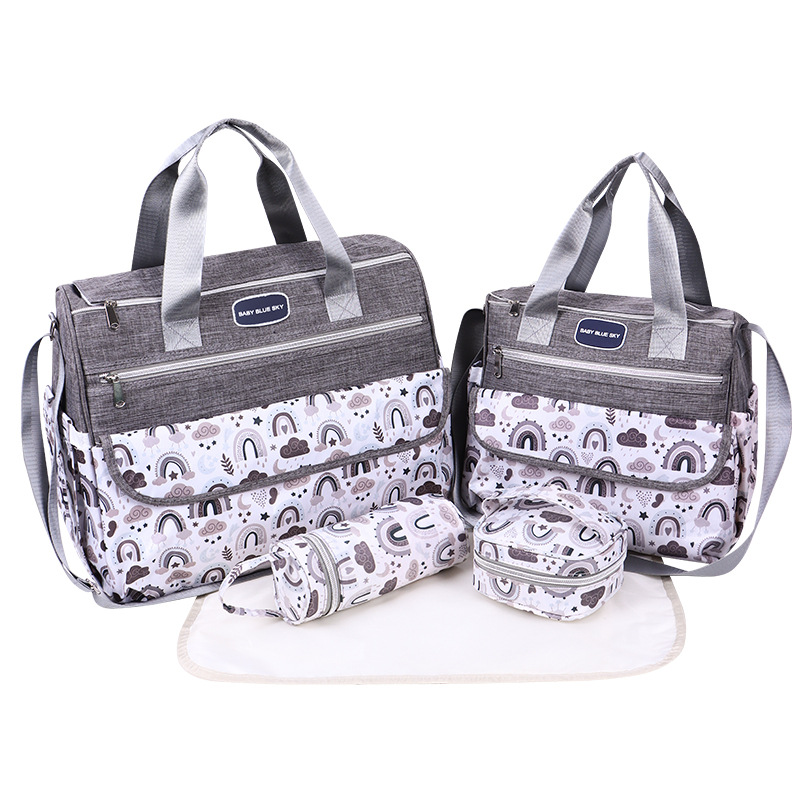 5PCS Large Capacity Mommy Bag Multi Functional Printed Diagonal Diaper Bag Handheld Mother and Baby Bag