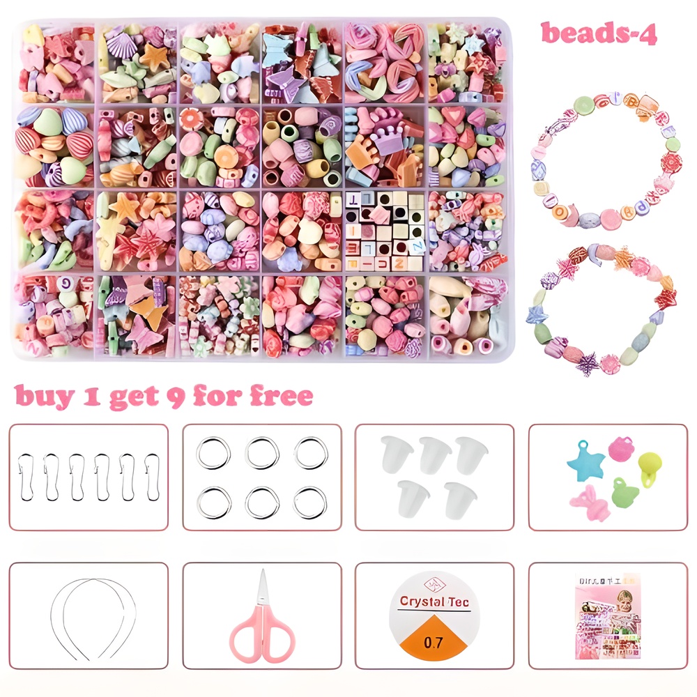 24 grid Beads Set Kids Toy Girls Mix Color Spacer Bead Bracelet Jewelry Making DIY Craft Accessories