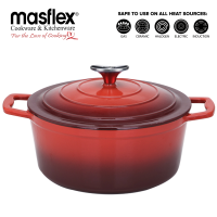 MASFLEX 26CM ARTISAN ENAMEL CAST IRON CASSEROLE RED