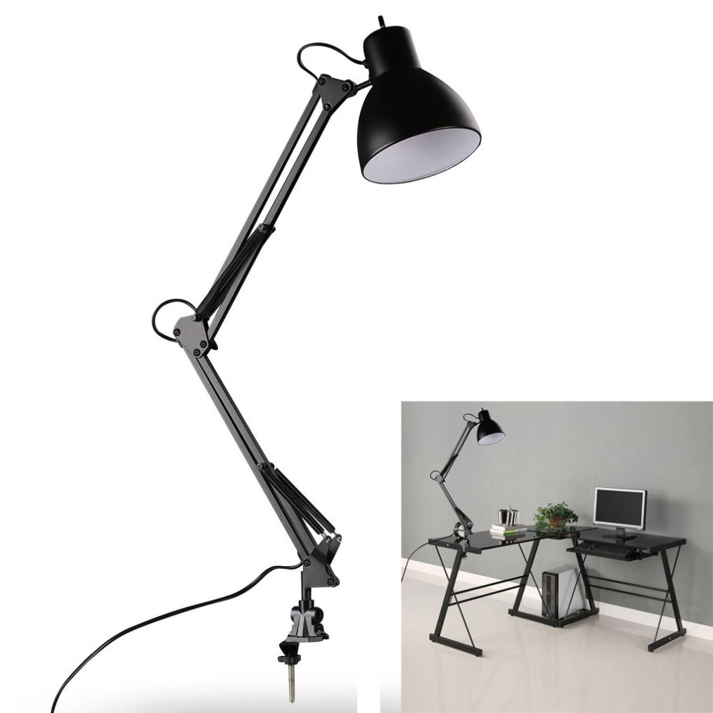 Multi-Joint Adjustable Desk Lamp with Rotatable Head & Clamp Mount 360° Rotation for Home Office Study - Black