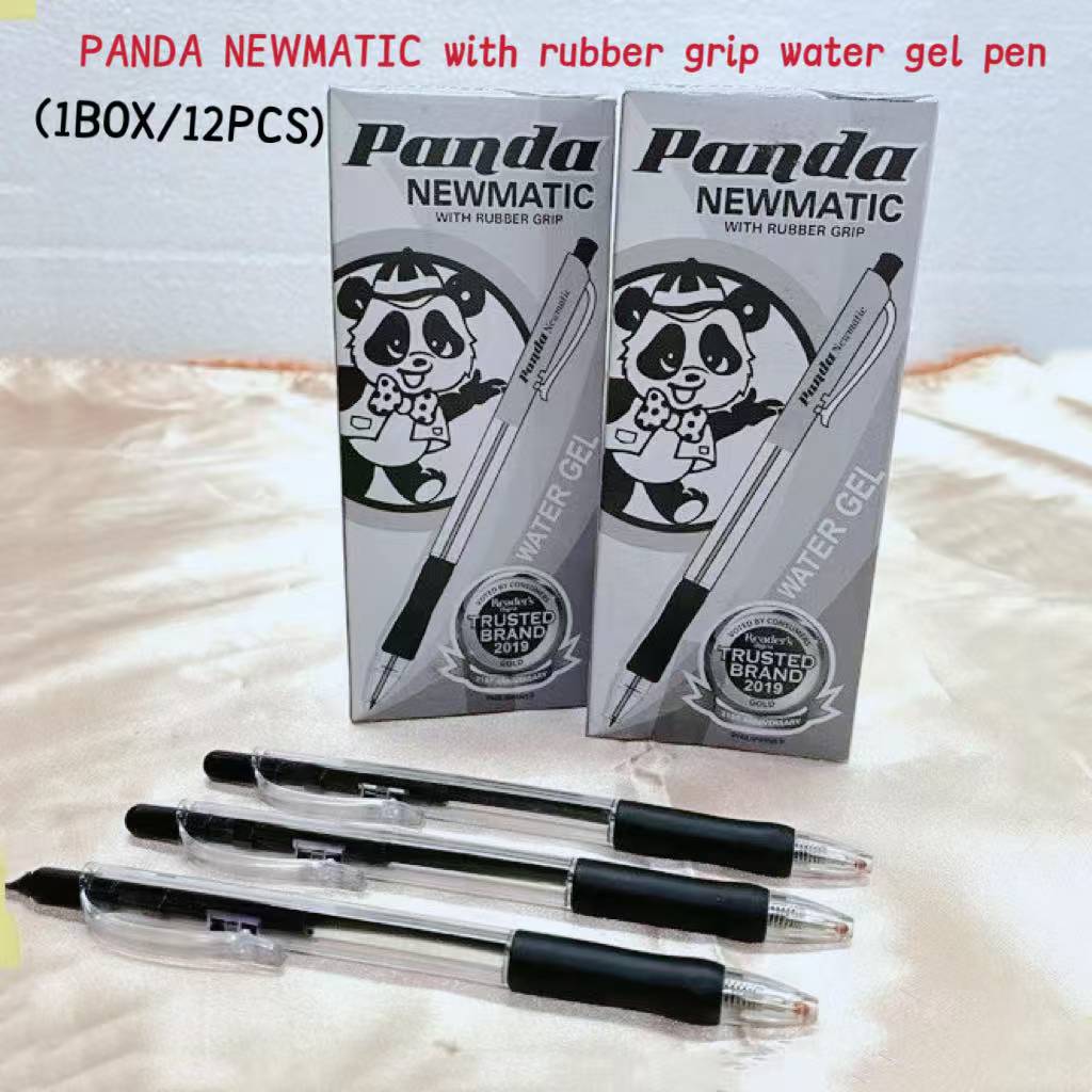 （1BOX/12PCS）2019 PANDA NEWMATIC with rubber grip water gel pen retractable ballpen