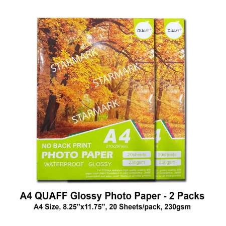 Quaff Glossy Photo Paper - A4, 2 Packs