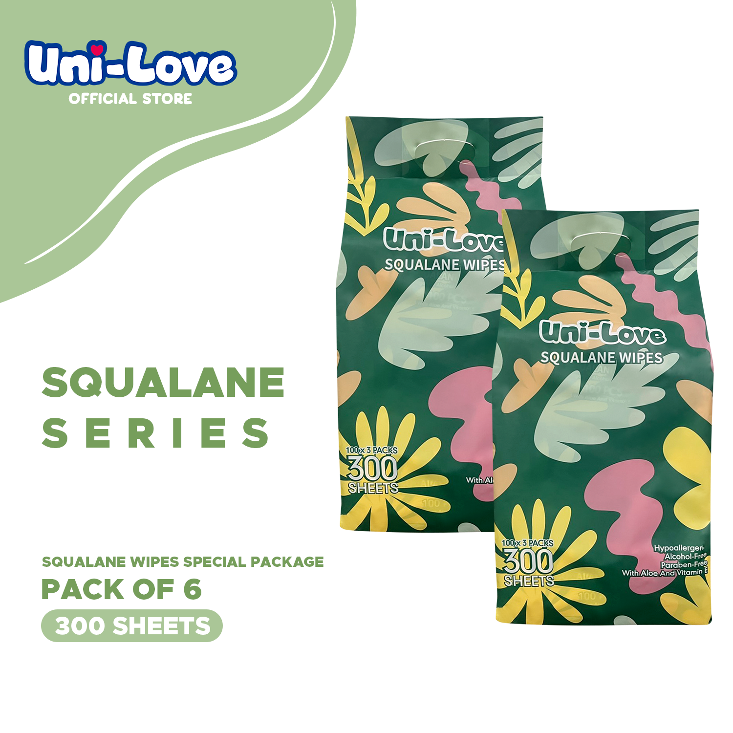 UniLove Squalane Wipes 300s (Special Package) Pack of 2