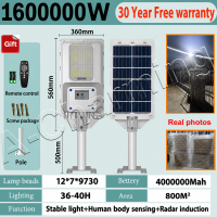 Solar Street Light Outdoor waterproof IP67 solar light 800000W street lamp 9730LED heavy duty 1200000W 1600000W with remote control 800000mah stable light and intellisense suitable for yard fence garden terrace front door shed deck