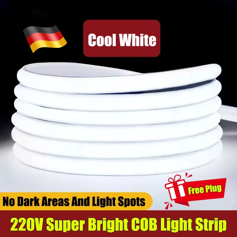 5/10/20/30M Flexible LED Light Strip 220V Warm/White Waterproof COB Led Strip Room Decor Flexible Neon Light For Ceiling