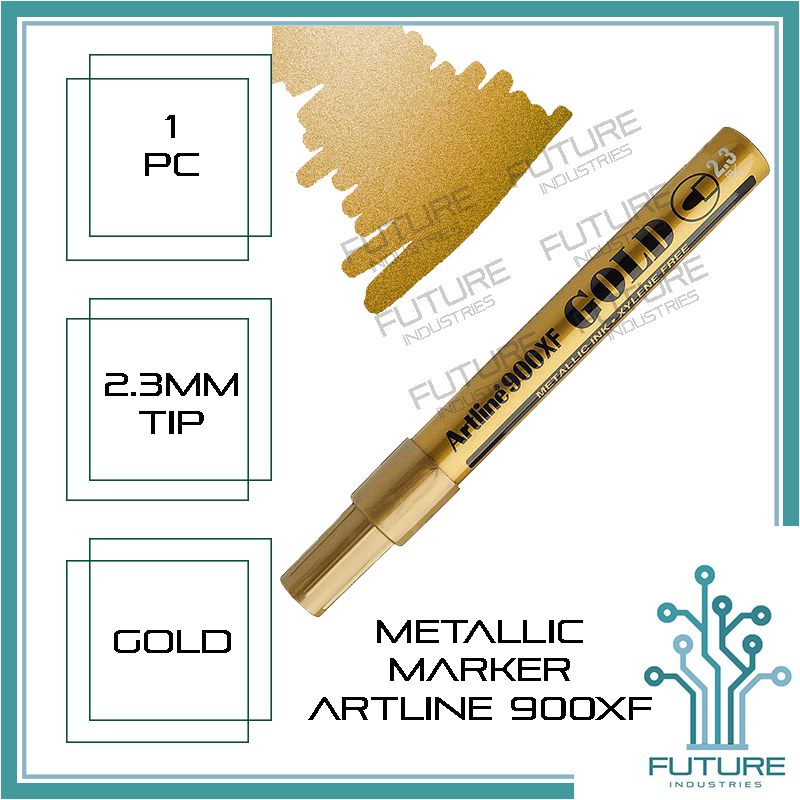 Metallic Permanent Markers Metallic Paint Markers Calligraphy Pen Gold Silver Artline 900XF for DIY Card Calligraphy Art and Crafting Projects Works Great on Black Paper Scrapbooks Fabric Rock [Future Industries]