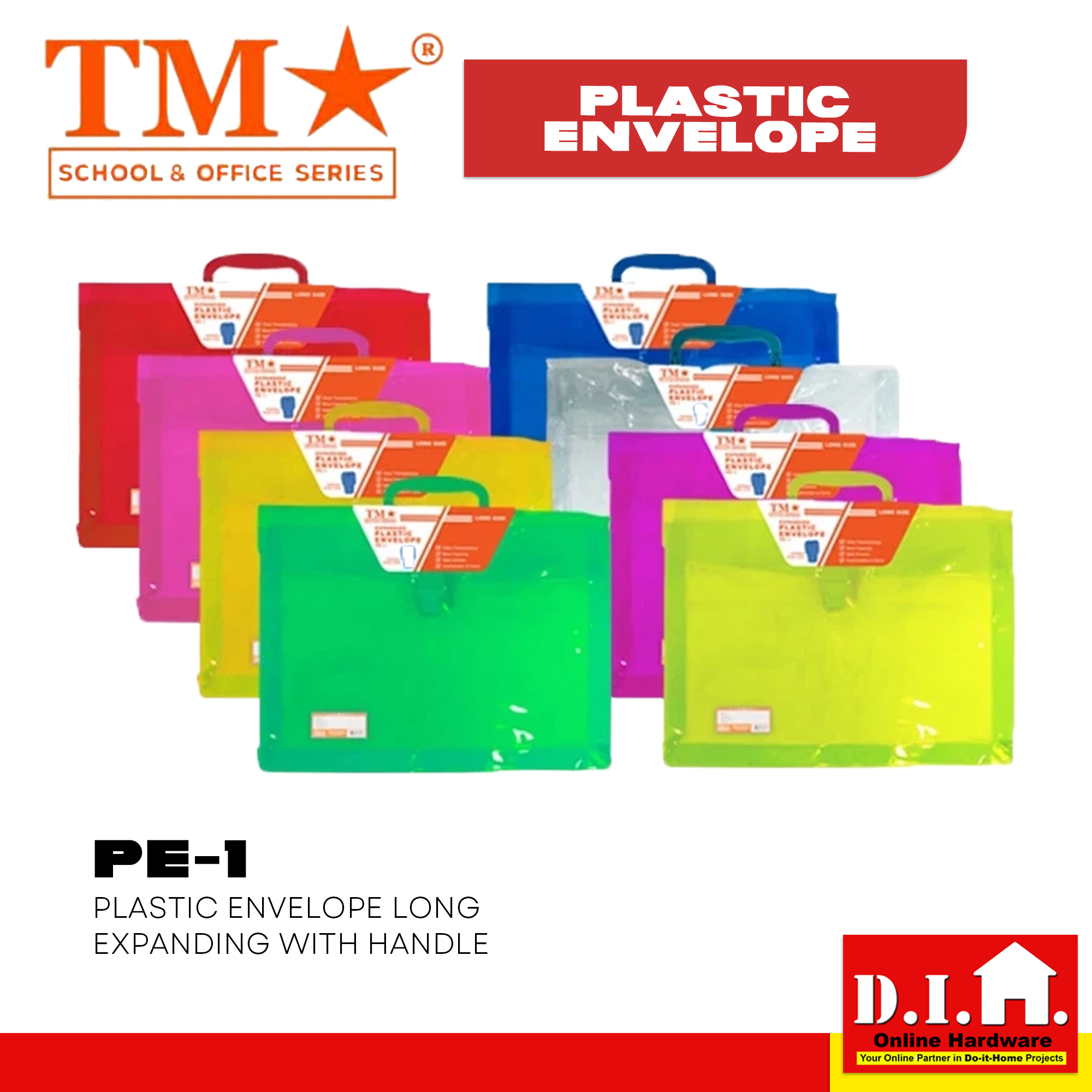 Do It Home TM Plastic Envelope (Long) Expanding With Handle PE-1