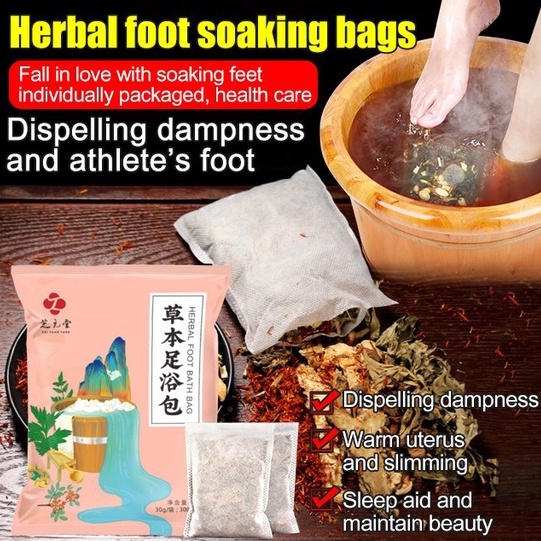 Gambar 30pcs Bag Herbal Foot Soaking Bags for Dispelling Dampness and Athlete’s Foot