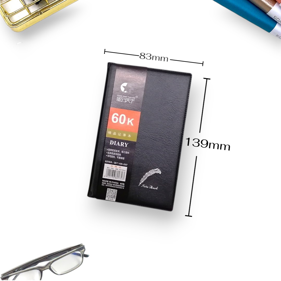 1PC Diary Mini Pad Student School Exercise Notebook 60 sheets of paper and a hardcover design Black Diary Notebooks