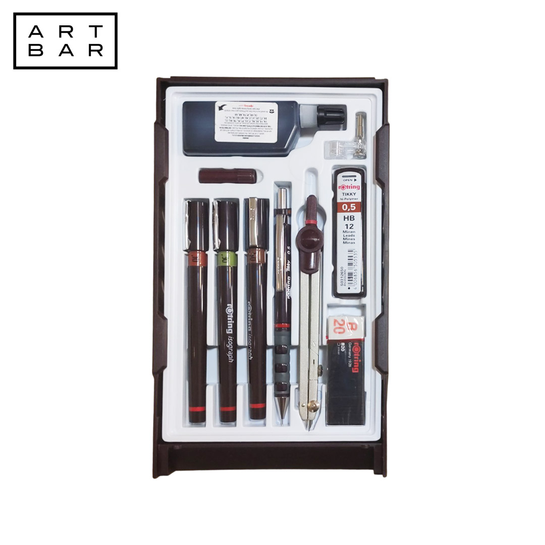 Rotring Technical Pen 151413 6Ca 135 Master Set ISO With Compass & Adaptor - Art Bar PH