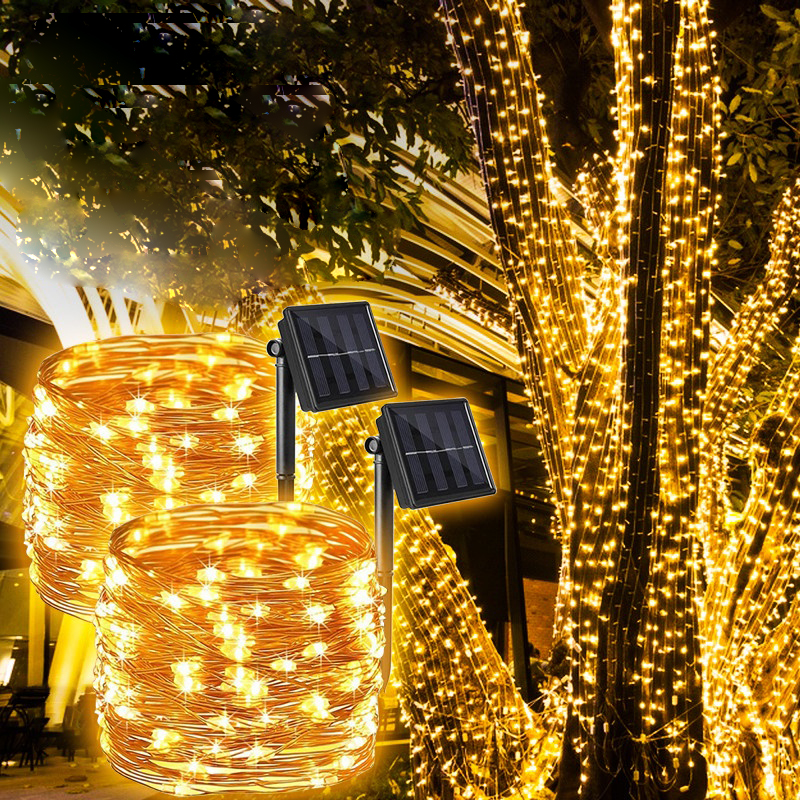 【BUY 1 TAKE 1】Solar Light LED Outdoor 7M 12M 22M 32M String Lights Fairy Christmas Party Garden Waterproof Lights Christmas Light Holiday Party Lights Decoration Artistic Ornaments Stars