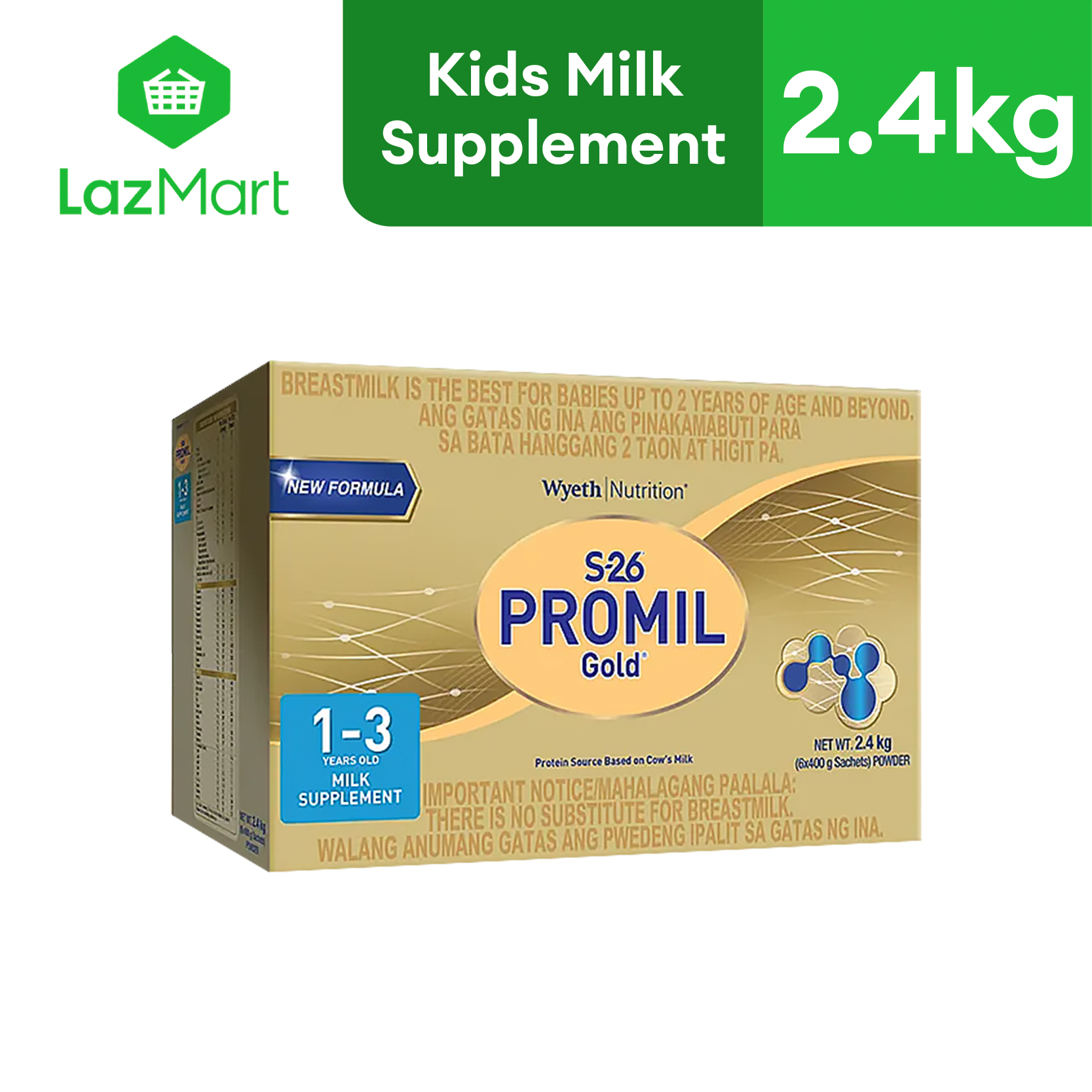 S-26 PROMIL Gold Milk Supplement for 1-3 Years Old Bag in Box 2.4kg