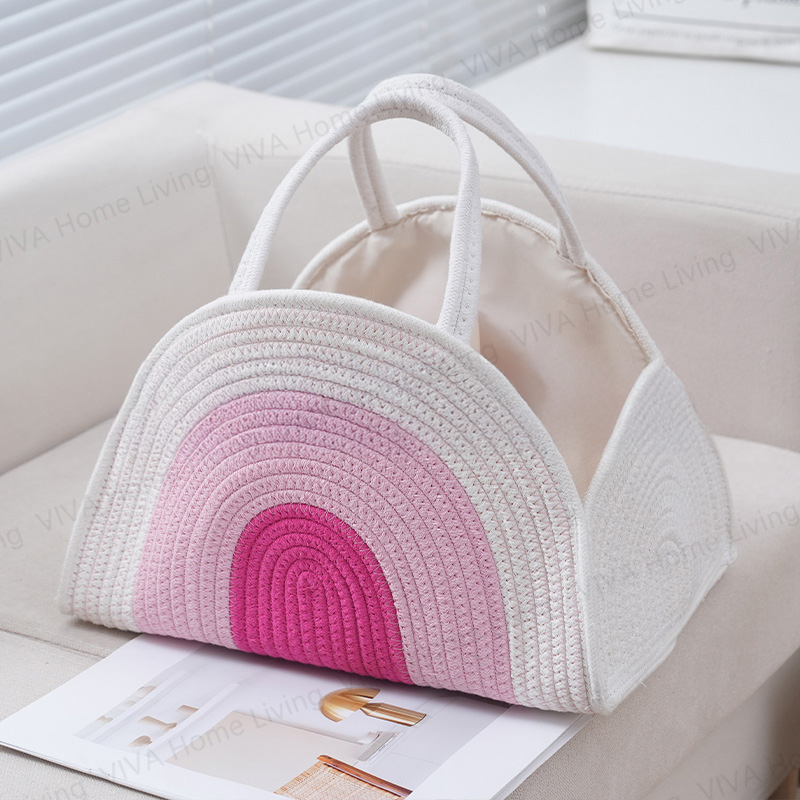 Baby Diaper Caddy OrganizerNewborn Essentials OrganizerWoven Cotton Rope Diaper Caddy Basket