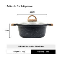 JEETEE Marble Stone Non Stick Casserole with Cover Big Pot for Cooking 20/24/28CM Suitable for Induction and Gas stove